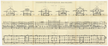 858533 Doorsneden en plattegrond van het hoofdgebouw van het S.S.-station Baarle-Nassau Grens te Baarle-Nassau.